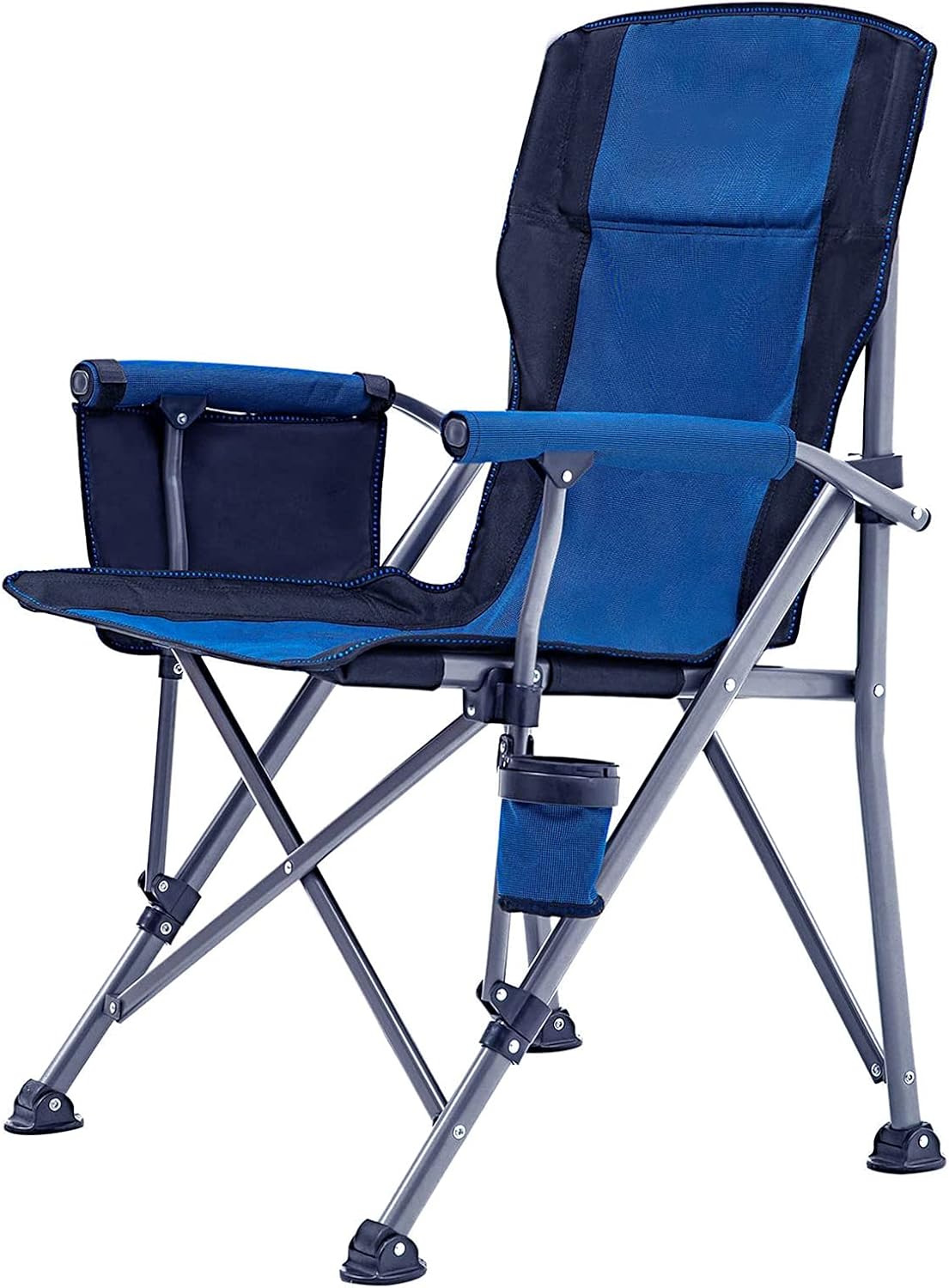Navy Blue Padded Folding Camping Chair with Cup Holder and Carrying Bag S995