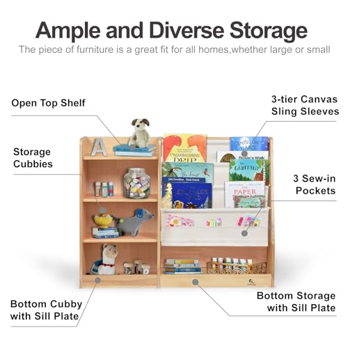 4-Tier Kids Wooden Bookshelf (Natural) T342068