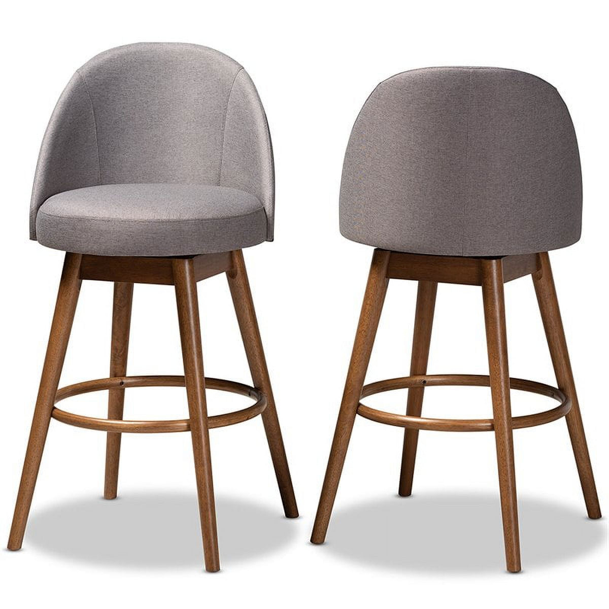 Gray Upholstered Swivel Bar Stool (Set of 2) H617