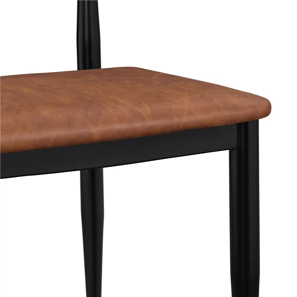 Set of 2 Brown PU Leather Dining Chairs U89589