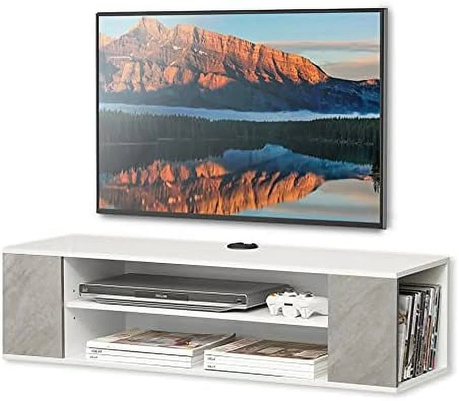 Floating TV Stand Wall Mounted Entertainment Center Grey 39 Inch L707874