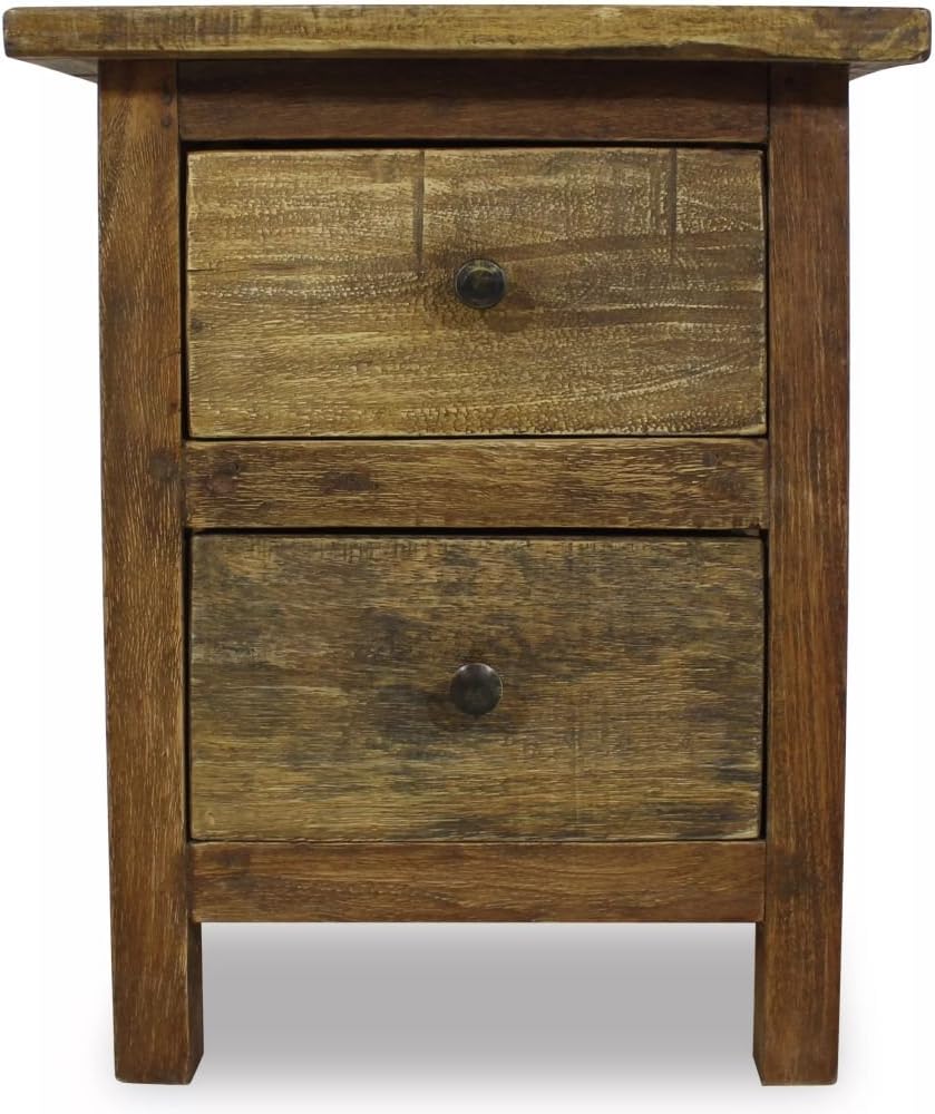 Solid Reclaimed Wood 2 Drawer Nightstand P60606