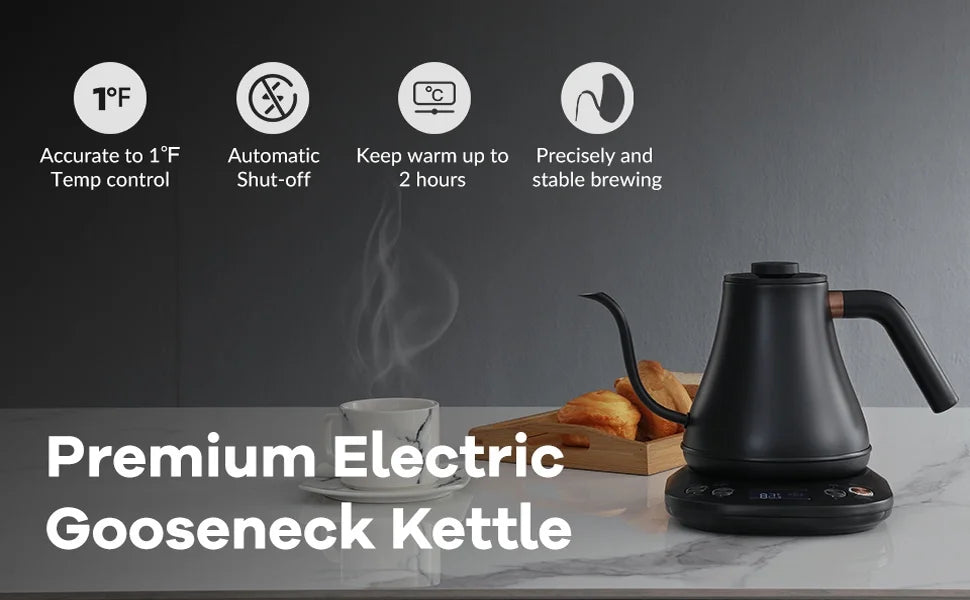 Electric Gooseneck Kettle 0.8L 1200W Matt Black O248