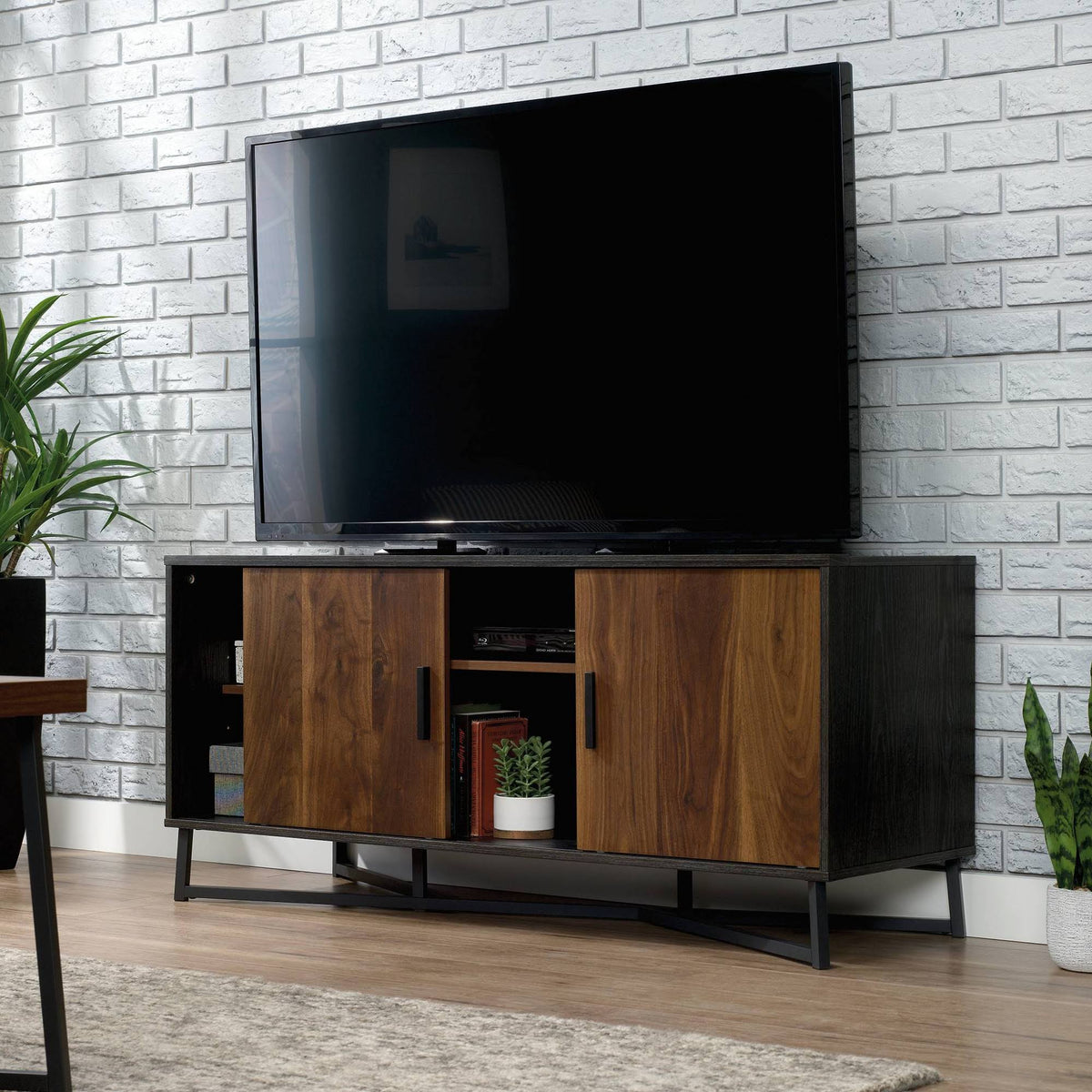 Credenza for 60x22 TVs, Brew Oak/Grand Walnut K68636