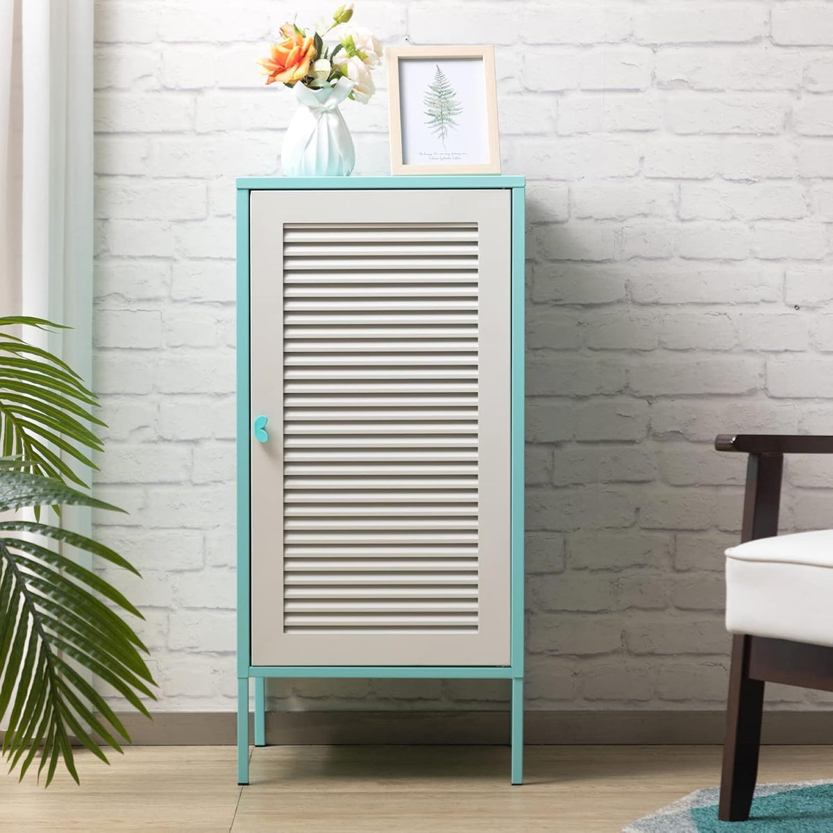 White 2-Tier Metal Storage Cabinet with Door K281142