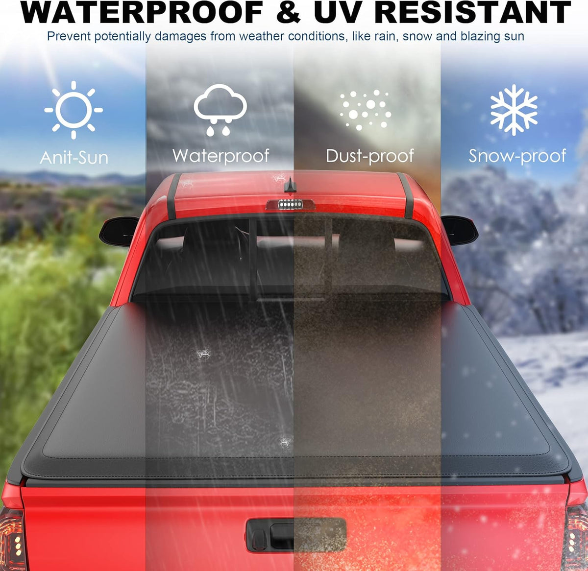 Roll-Up Soft Vinyl Truck Bed Tonneau Cover for 6 FT Fleetside Cargo Bed V749871