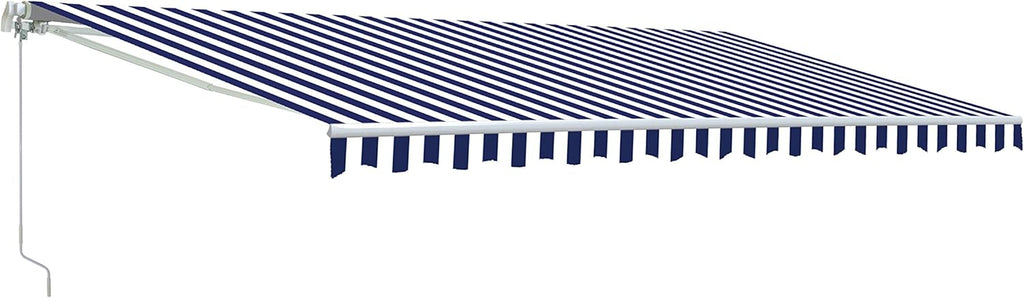Blue and White Striped Retractable Patio Awning 12 x 10 Feet Y285