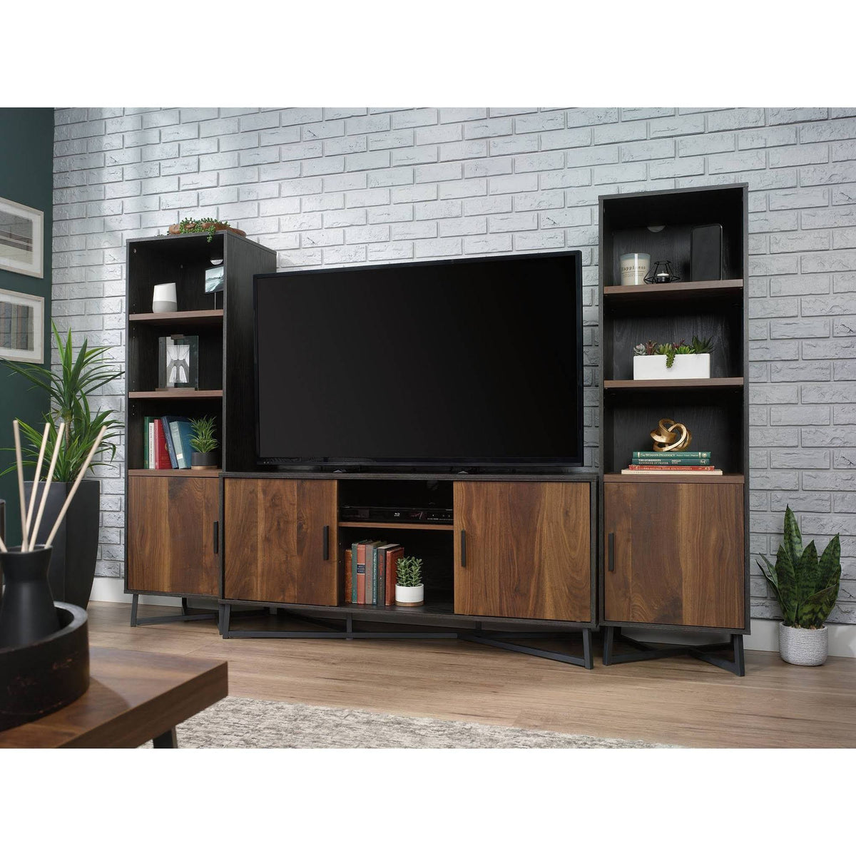 Credenza for 60x22 TVs, Brew Oak/Grand Walnut K68636