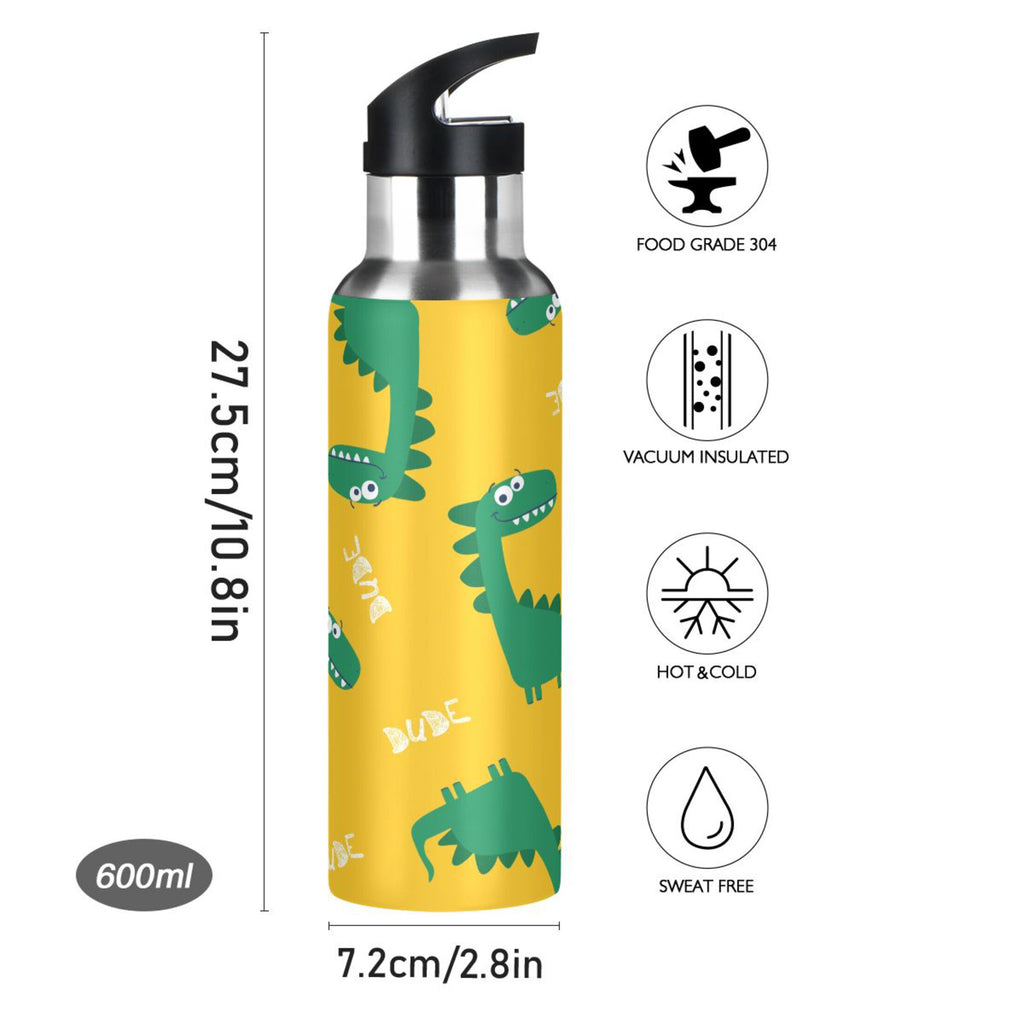 Yellow Stainless Steel Insulated Water Bottle with Straw Lid E247894