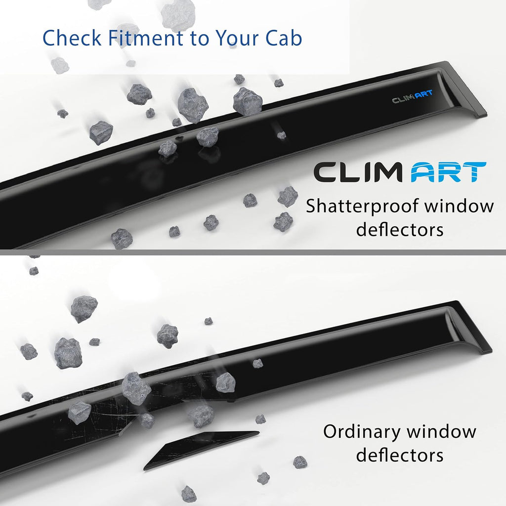 Rain Guards for Chevrolet Silverado GMC Sierra 2500HD Crew Cab, Tape-on Window Deflectors, 4pcs Q57796