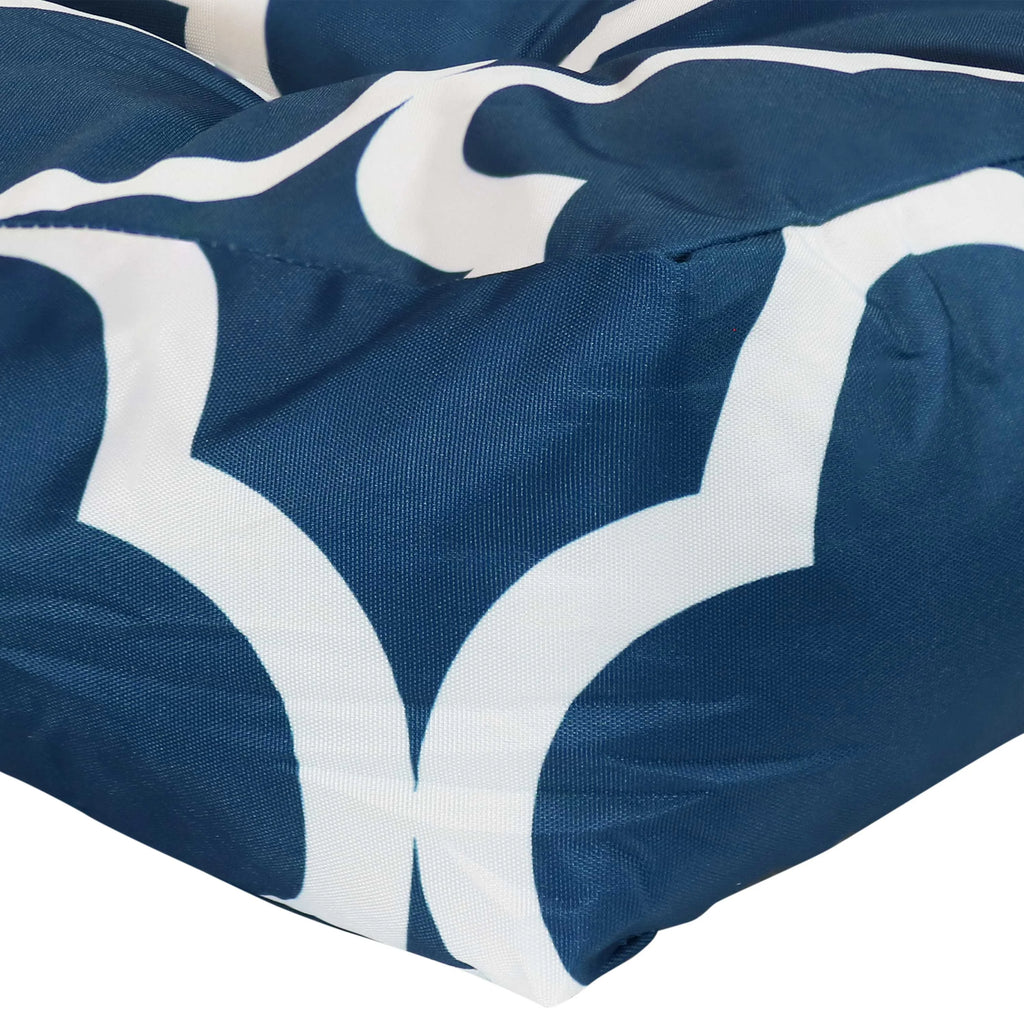 Square Tufted Patio Chair Seat and Back Cushions - 20" - Navy Blue and White - 2pk F229056
