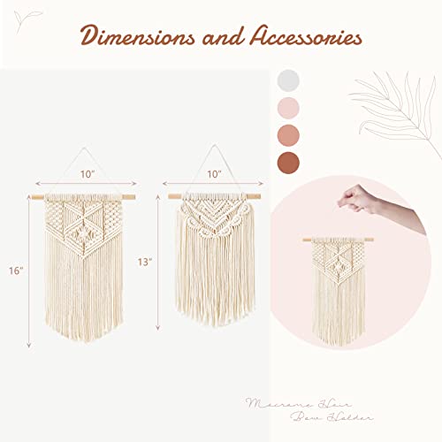 2 Pcs Macrame Wall Hanging, Small Size 13" L x 10" W and 16" L x 10" W W56252