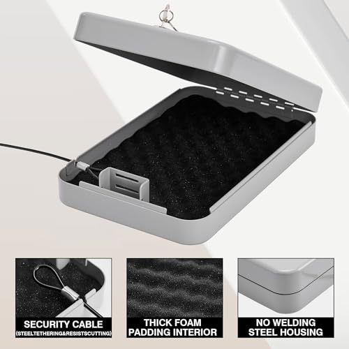 Black Portable Handgun Safe Lock Box with Key Lock R281654