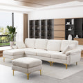 Upholstered Velvet U-shaped Sectional Sofa With Ottoman B19492