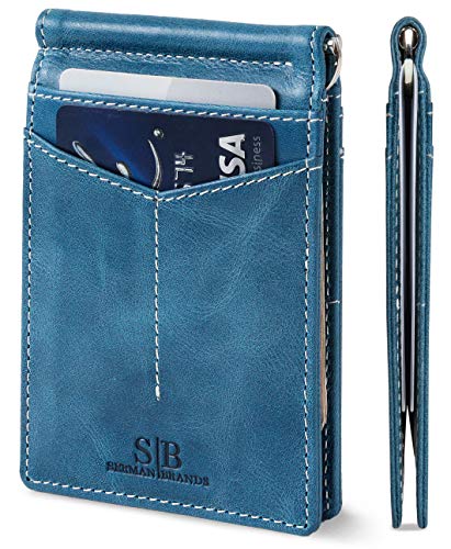 RFID Blocking Genuine Leather Slim Bifold Wallet P1041