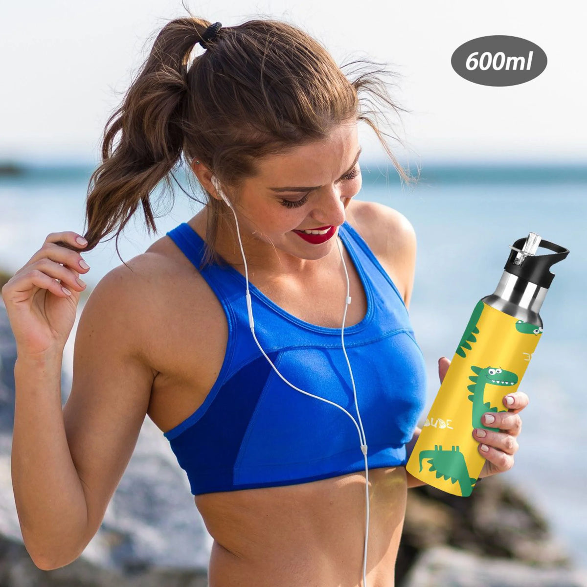 Yellow Stainless Steel Insulated Water Bottle with Straw Lid E247894