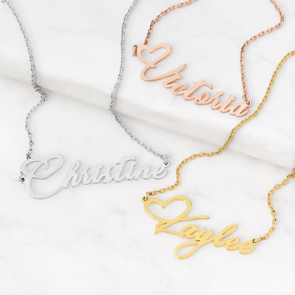 Sterling Silver Handwritten Script Name Necklace P2662