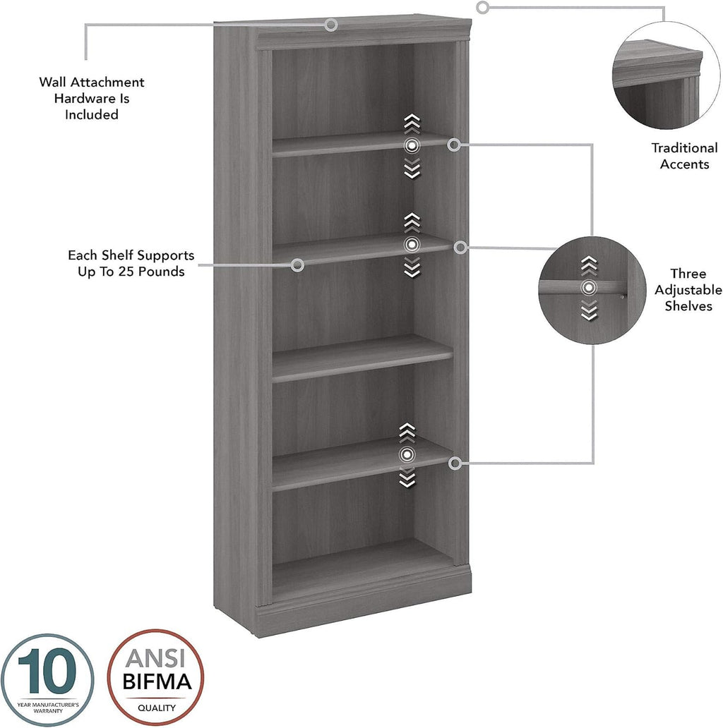 Modern Gray 5 Shelf Bookcase K83119