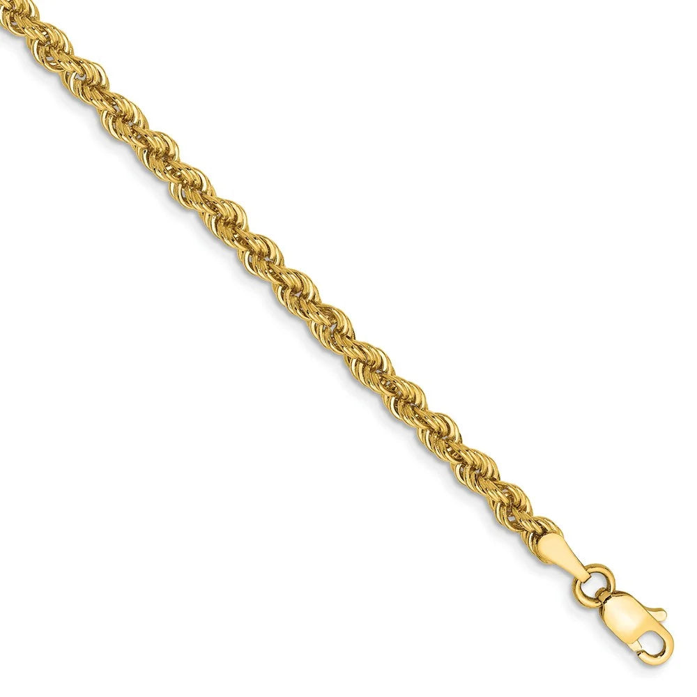 14kt Yellow Gold 3mm Rope Chain 9 inch Lobster Clasp P53909