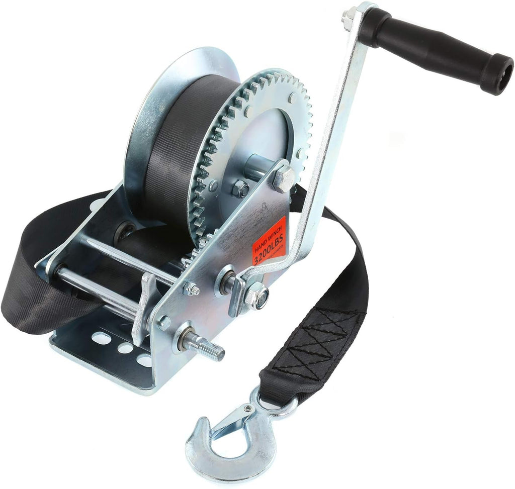 Heavy Duty Hand Winch with 26FT Strap and Hook, Pack of 2 Y5999