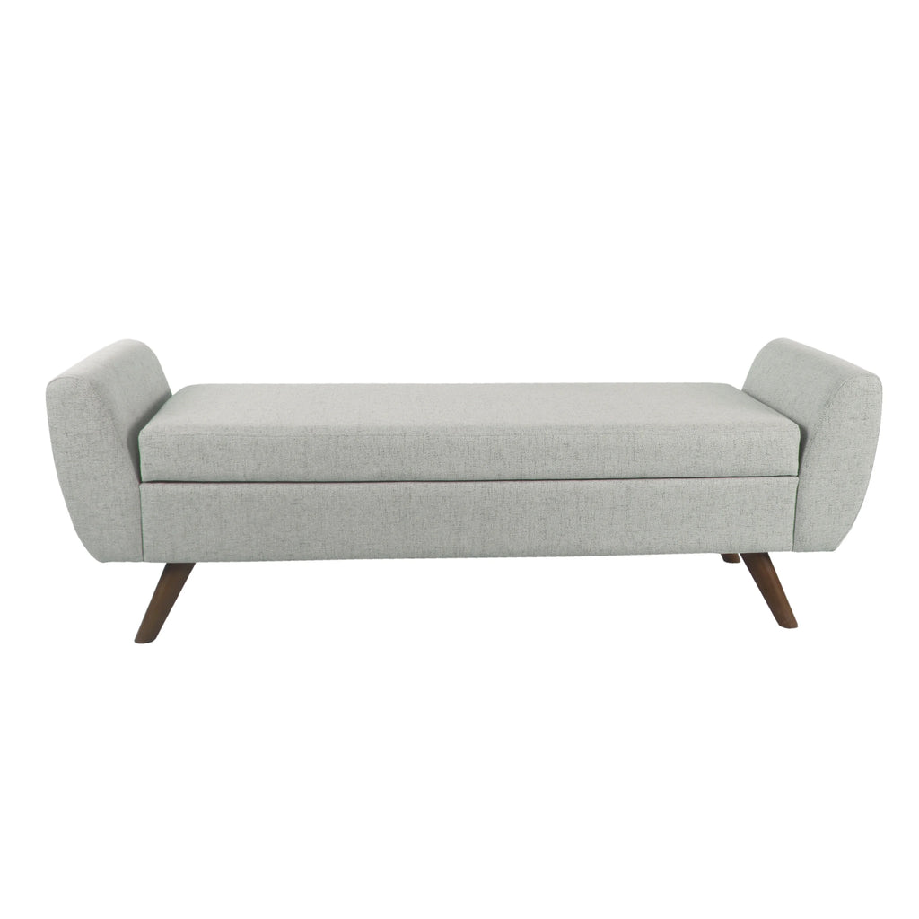 Gray Woven Storage Bench with Wood Legs S79245