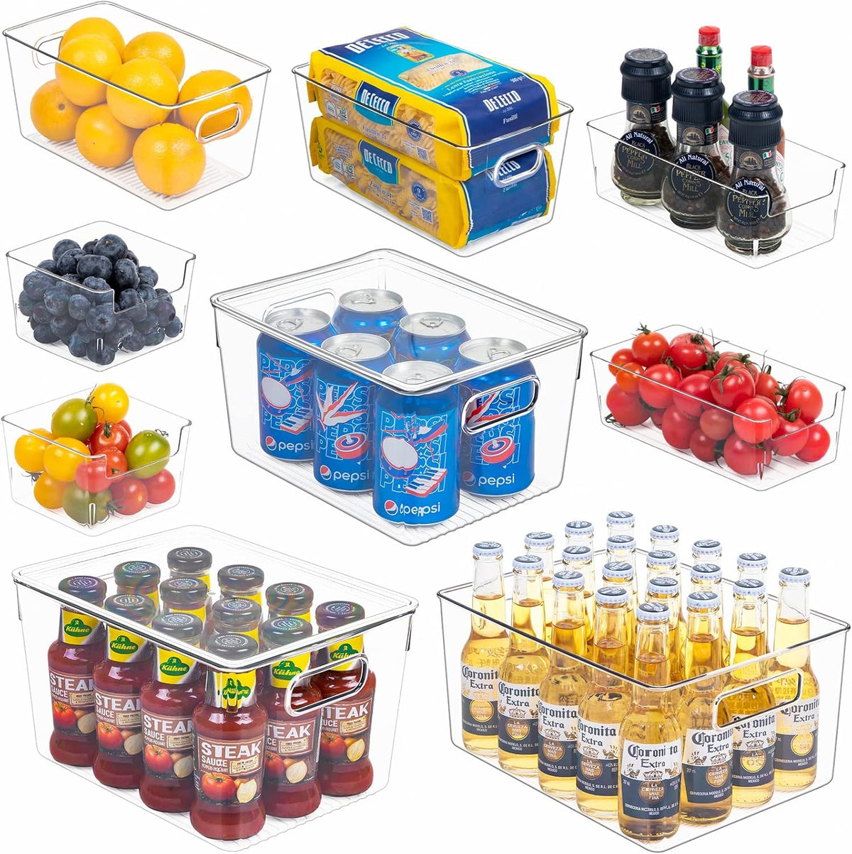 Clear Plastic Fridge Storage Bin with Lids, 9 PCS W77767