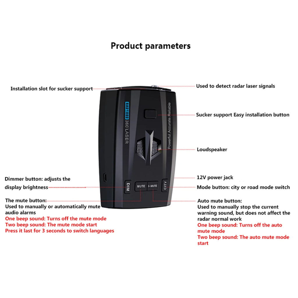 360° Laser Speed Radar Detector Z5969