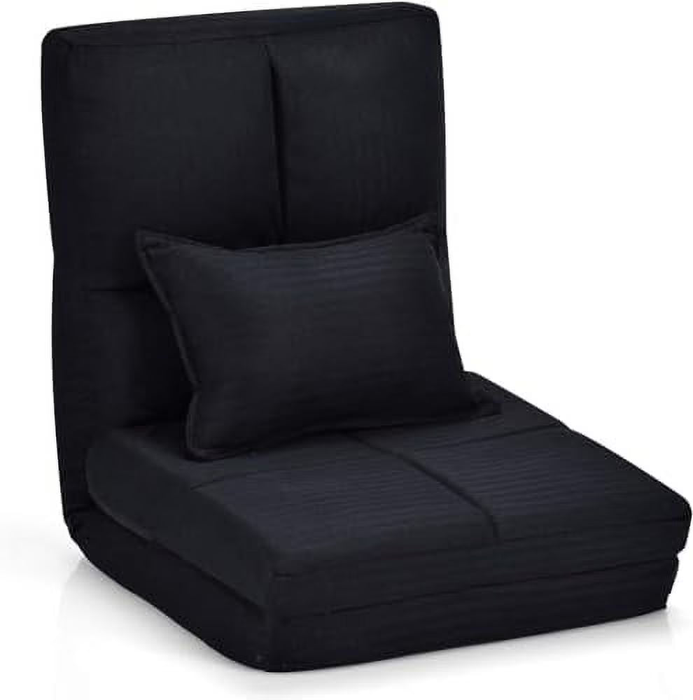 Moccha Folding Floor Chair with Pillow Adjustable 6 Reclining Position Upholstered Chaise Lounge X917135
