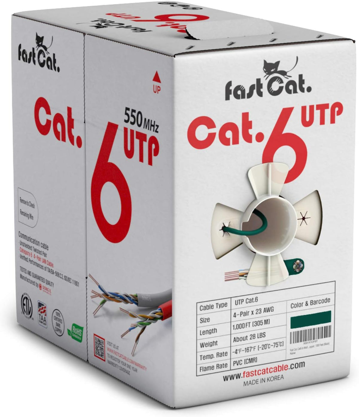 Cat6 Ethernet Cable 1000ft - 23 AWG CMR Solid Bare Copper UTP LAN Cable (Purple) G994553