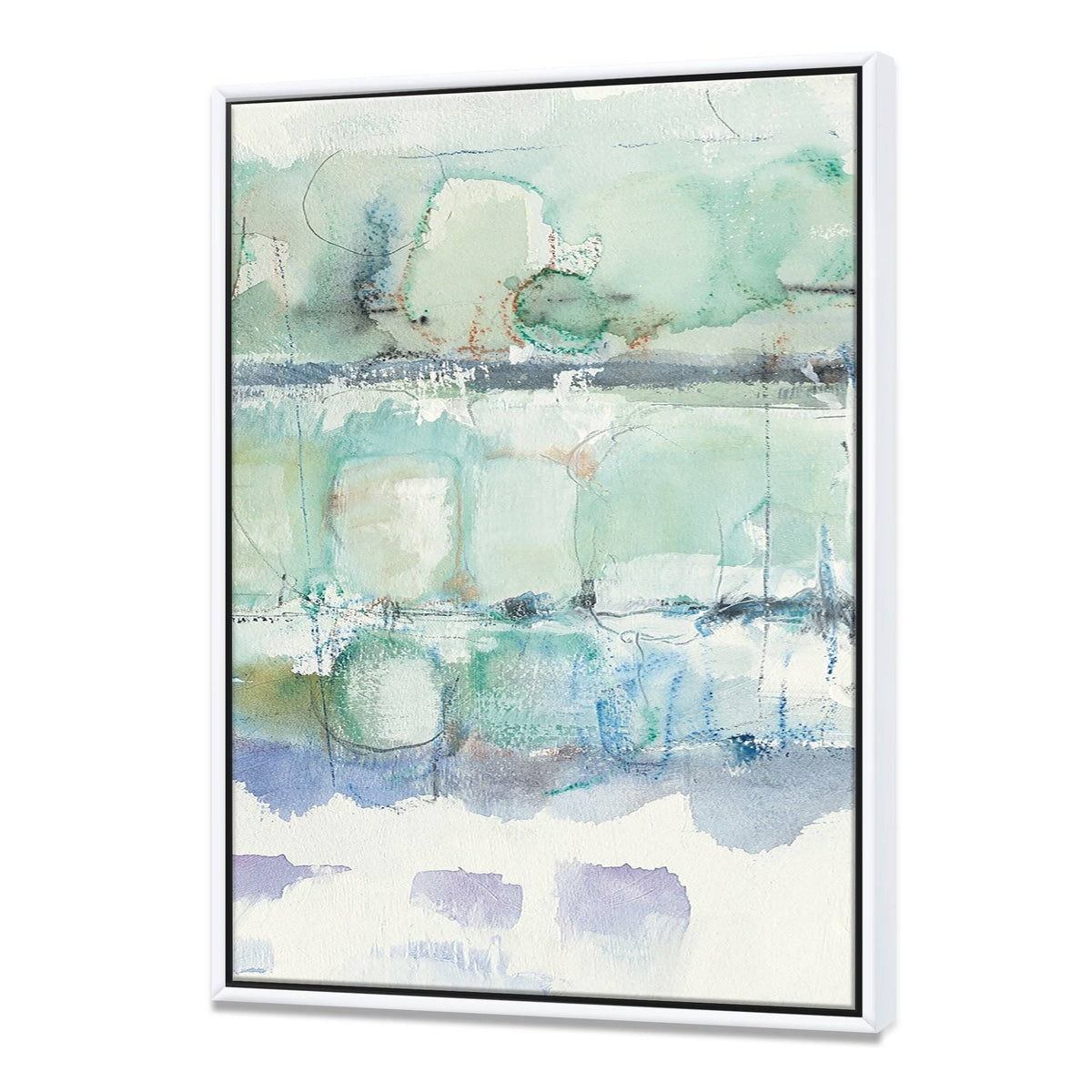 Blue Abstract Geometric Framed Canvas 30 in. Wide x 40 in. High G7988