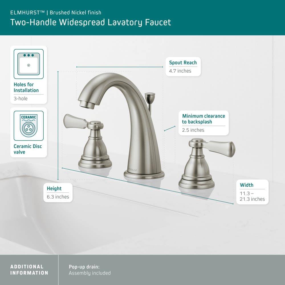 Brushed Nickel Two-Handle Widespread Bath Faucet F477