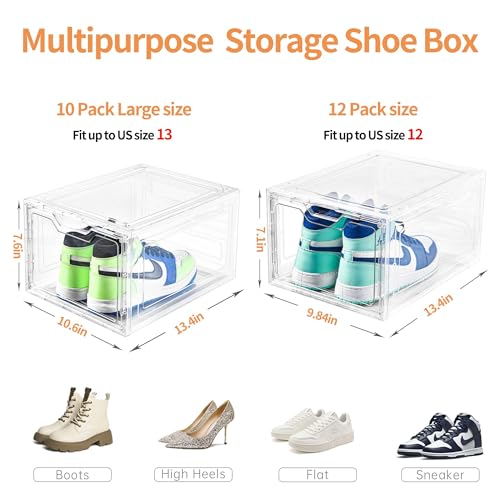 12 Pack Clear Plastic Stackable Shoe Storage Boxes F723506