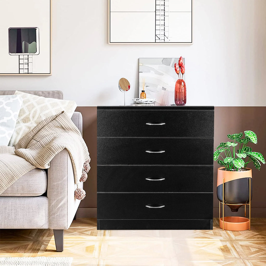 Black 4 Drawer Wood Dresser M62004