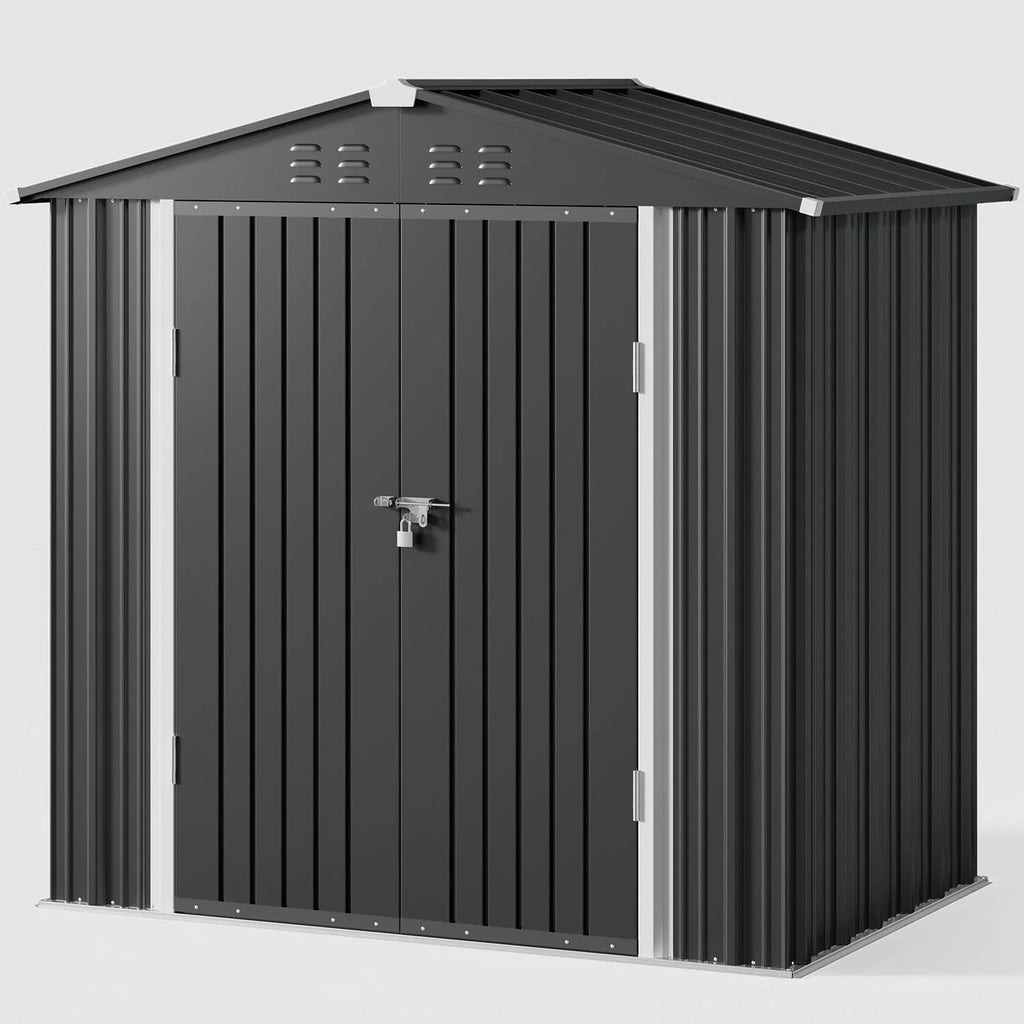 Dark Gray Metal Garden Shed W717170