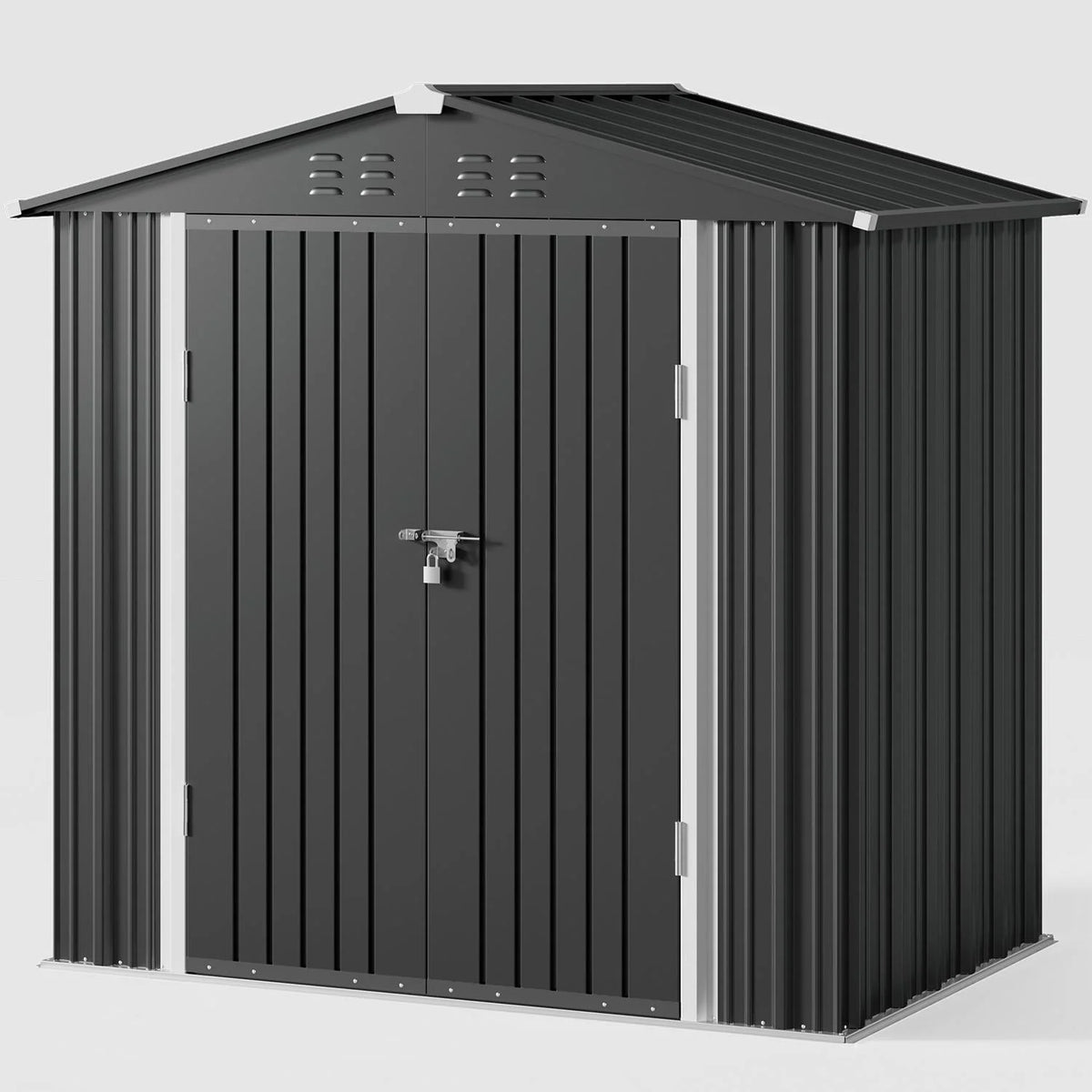 Dark Gray Metal Garden Shed W717170