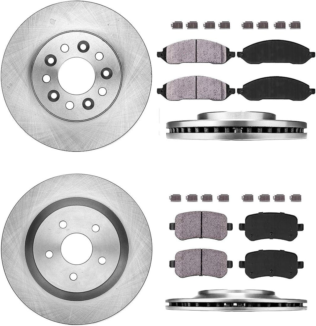 Premium OE 5 Lug Rotors + Brake Pads + Clips V17842
