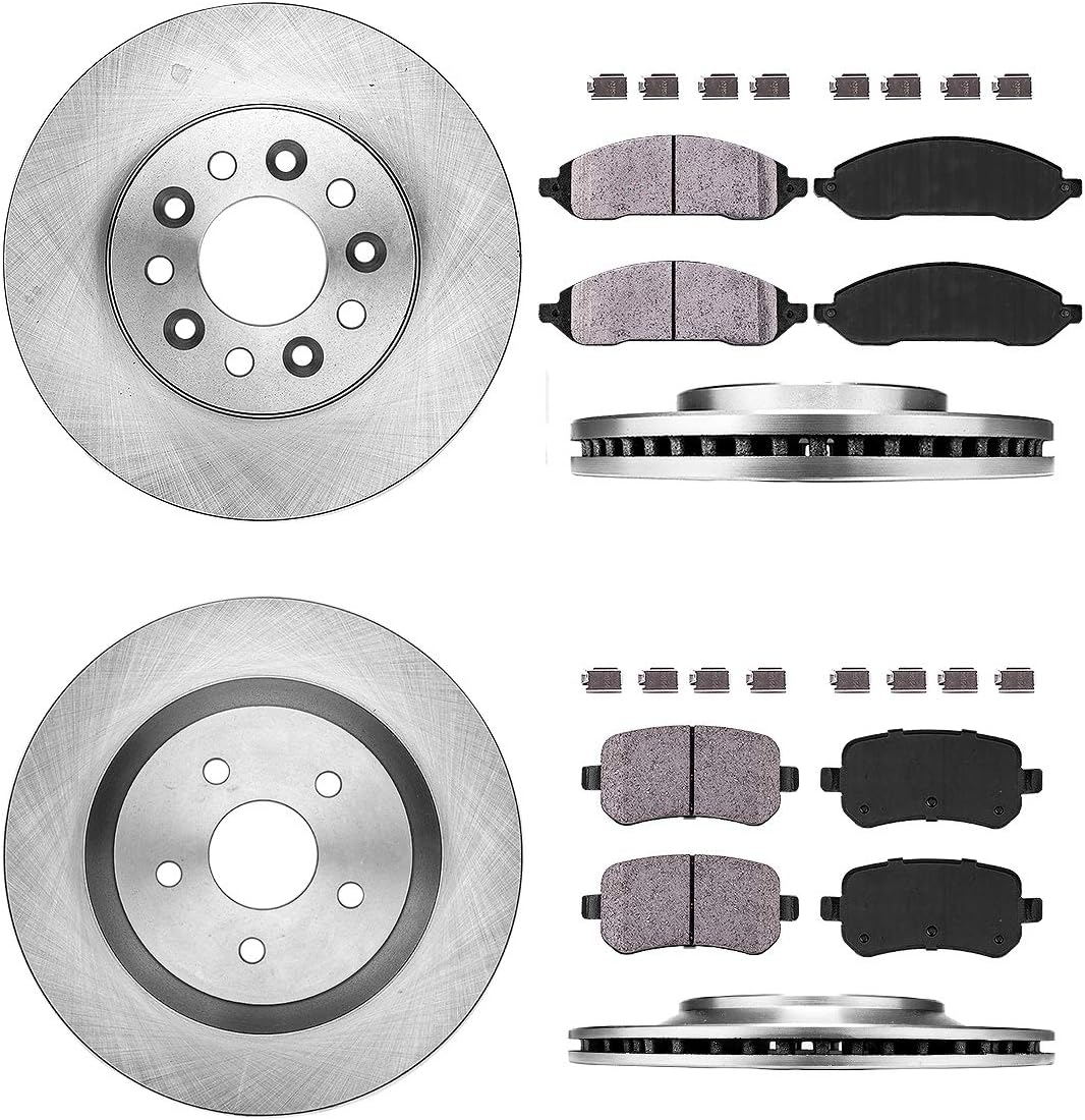 Premium OE 5 Lug Rotors + Brake Pads + Clips V17842