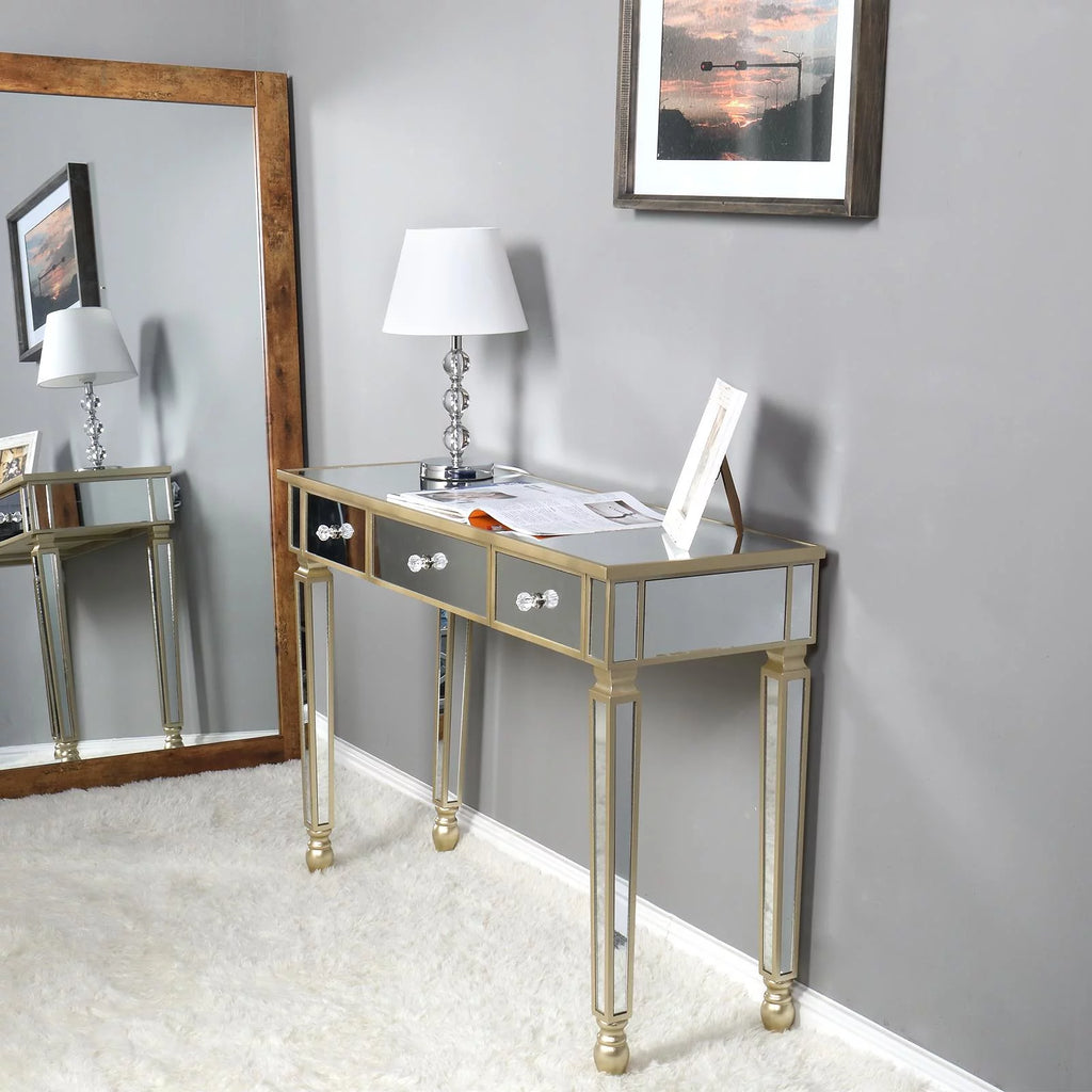 Mirrored Console Table with 3 Drawers V73804