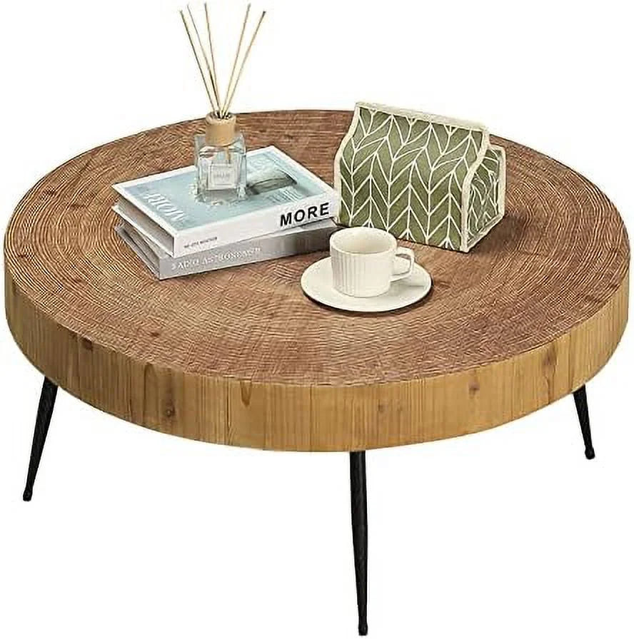 Round Coffee Table Set of 2 Solid Wood Side and End Table M9218