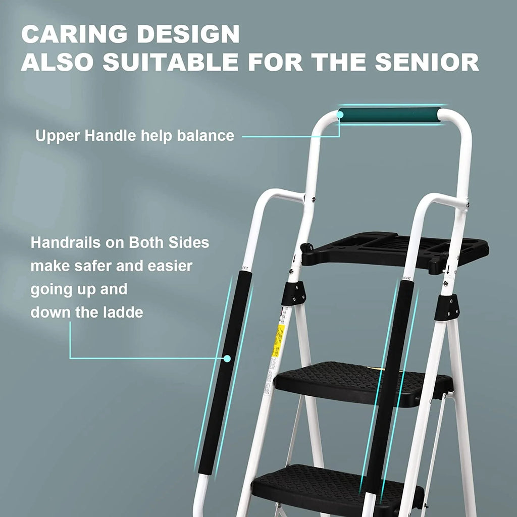 Folding 5-Step Ladder with Handrails and Tool Tray T93367