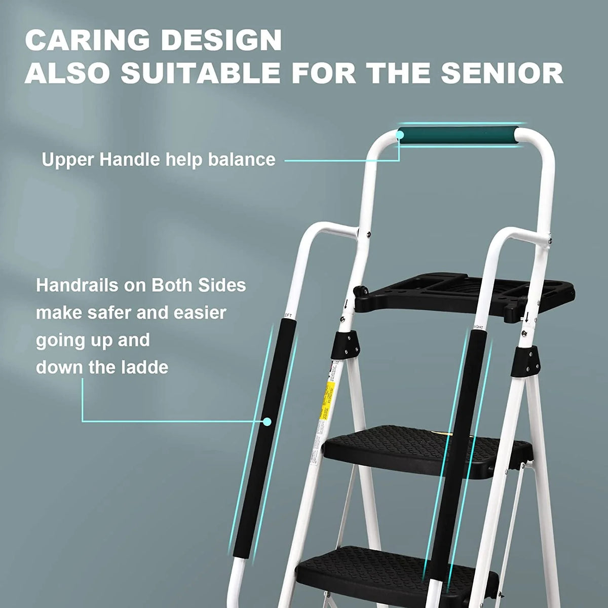 Folding 5-Step Ladder with Handrails and Tool Tray T93367