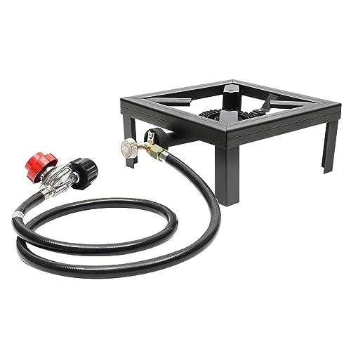 Portable Double Propane Gas Burner Cast Iron Stove with 1.5m Propane Regulator Hose L621039