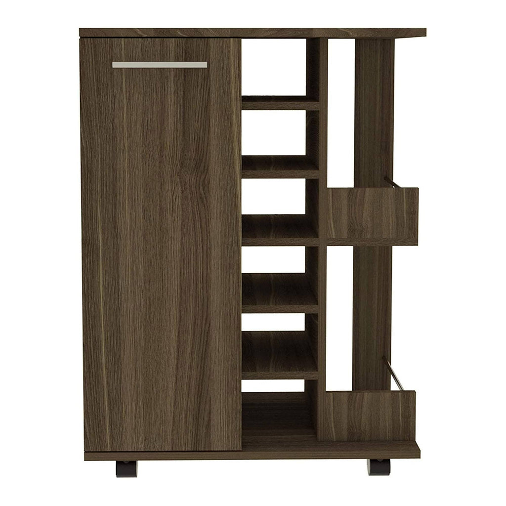 Weathered Oak Bar Cart Cabinet Q938