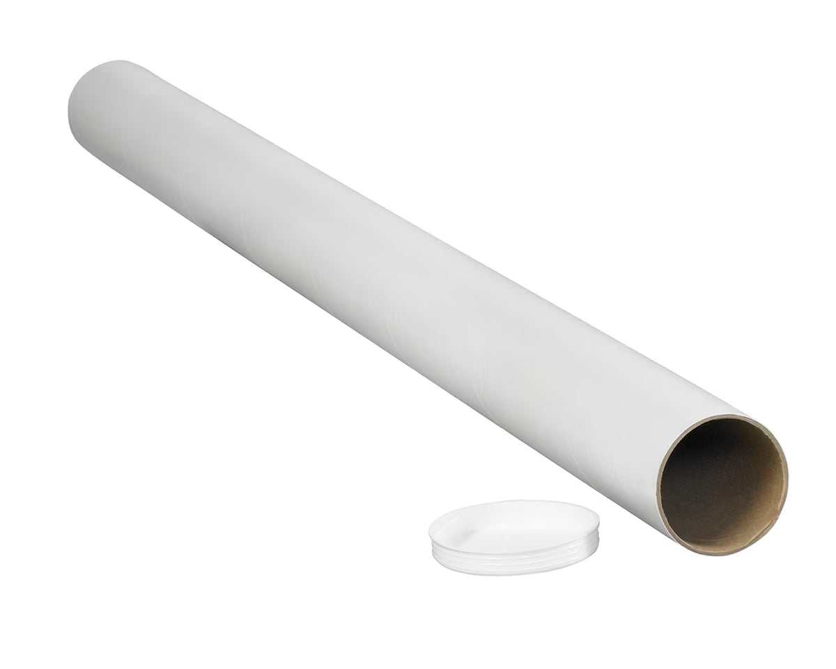 Mailing Tubes with Caps, White, 50/CS F735365