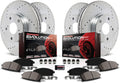 Front and Rear Carbon Fiber Brake Pads with Drilled & Slotted Brake Rotors Kit D5552
