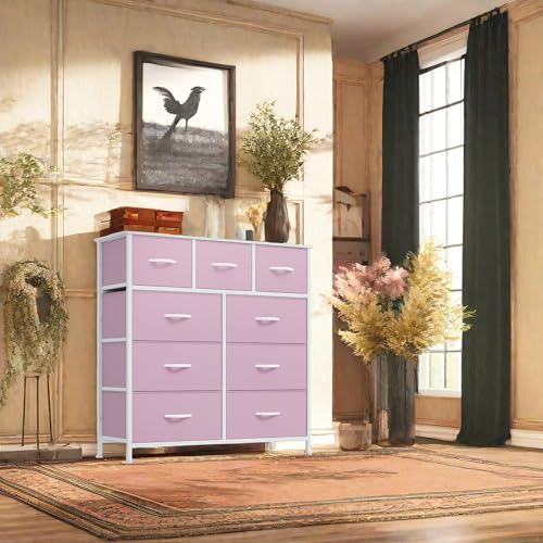 Pink 9 Drawer Fabric Storage Dresser U42725