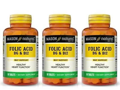B6/B12/Folic Acid Tablets Dietary Supplement 90 Count Pack of 3 F6685