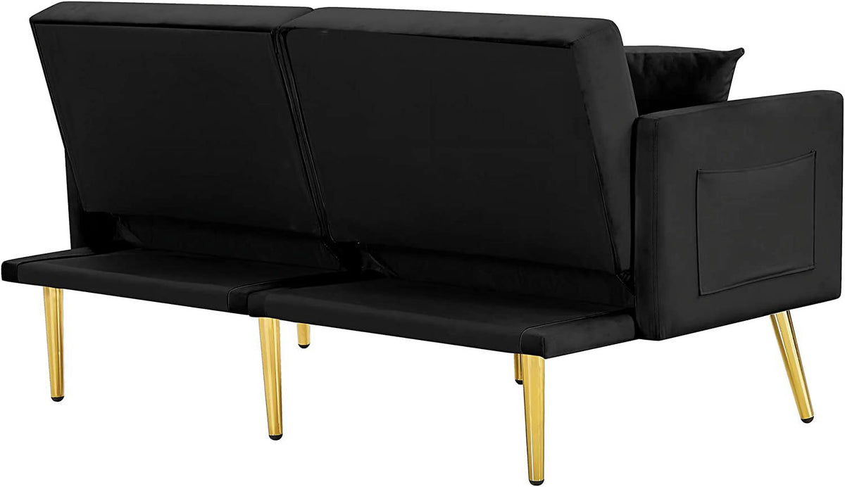 Black Convertible Futon Sofa Bed with Side Pocket O469