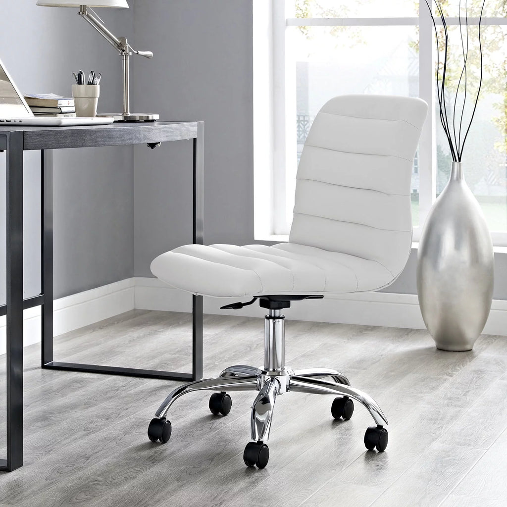 White Faux Leather Office Chair I112