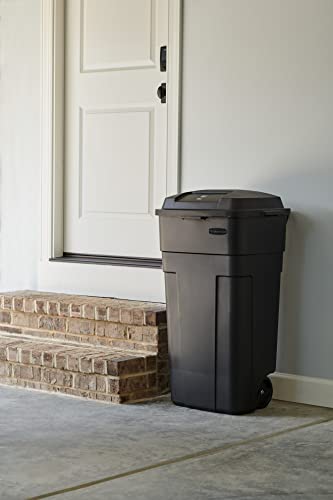 Heavy-Duty Wheeled Trash Can with Lid, 34-Gallon, Black M41578